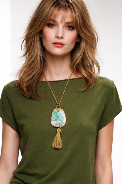 Colgantes de conchas de ostiones y ganchillo