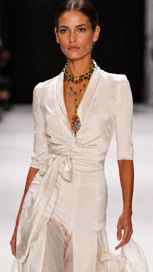 Collar multivuelta con concha de ostión