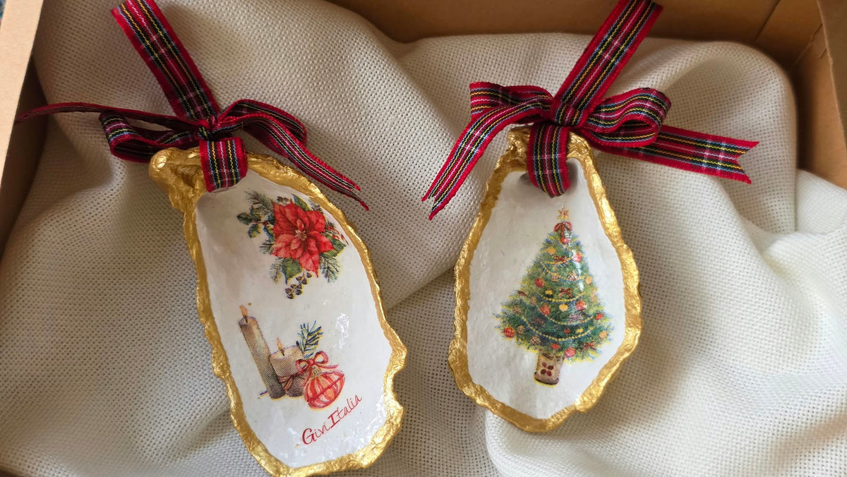 ADORNOS NAVIDEÑOS CON CONCHAS DE OSTIONES