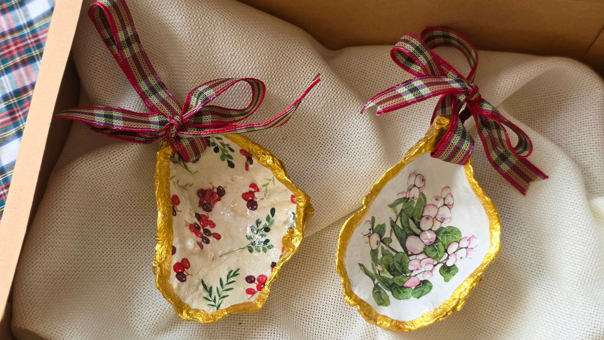 ADORNOS NAVIDEÑOS CON CONCHAS DE OSTIONES