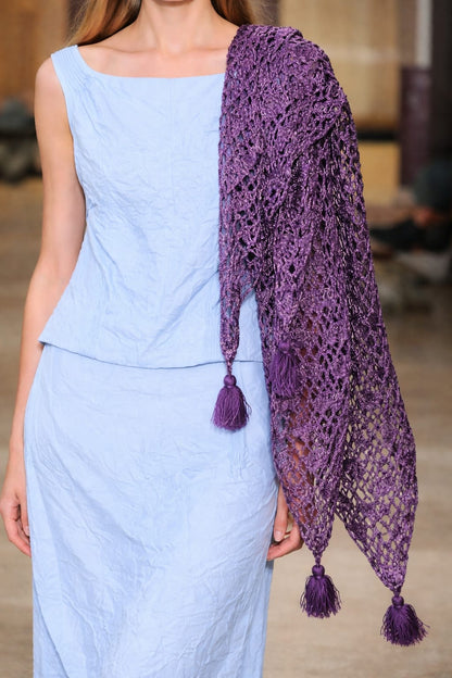 Chal de ganchillo en lana con lurex